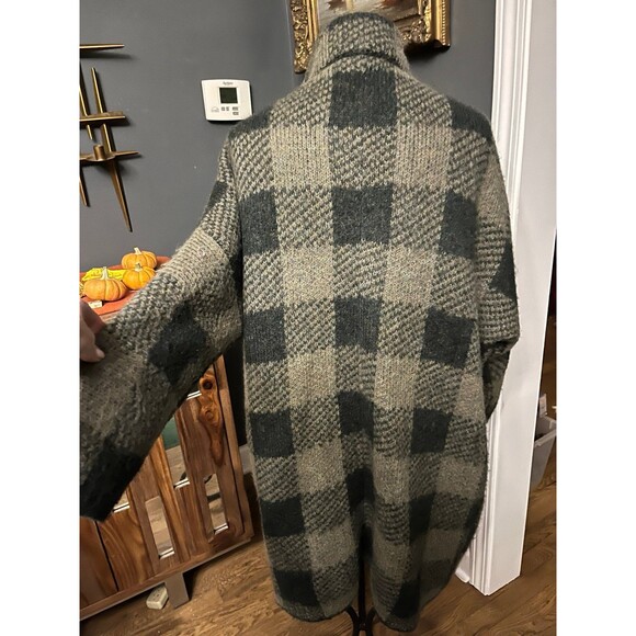 Rag & Bone Cammie Mohair Sweater Coat Green Buffalo Plaid oversized S Coat - Picture 7 of 11